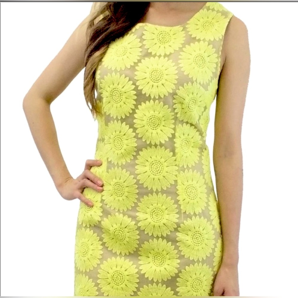 Blu Pepper Yellow Daisy Shift Floral Mini Dress S